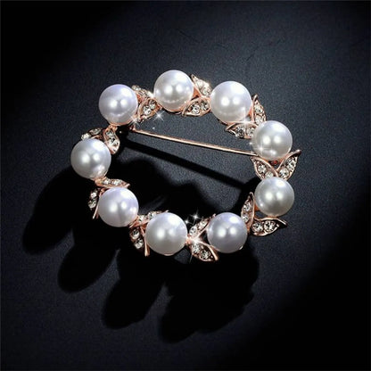 Simple Style Commute Wreath Alloy Inlay Rhinestones Pearl Women'S Brooches