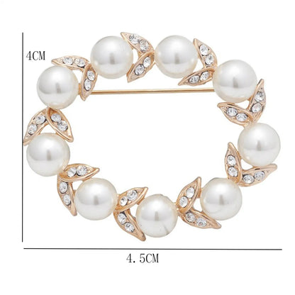 Simple Style Commute Wreath Alloy Inlay Rhinestones Pearl Women'S Brooches