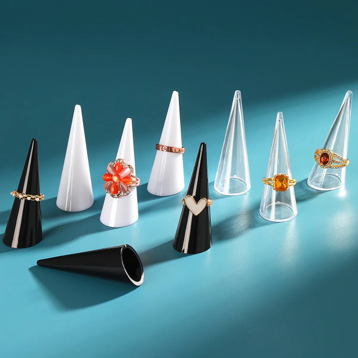 Simple Style Conical Solid Color Plastic Jewelry Rack