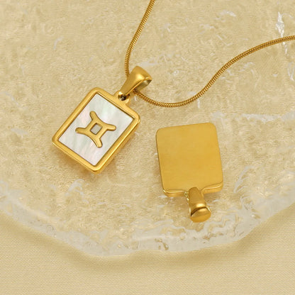 Simple Style Constellation Stainless Steel Plating Inlay Shell 18k Gold Plated Pendant Necklace