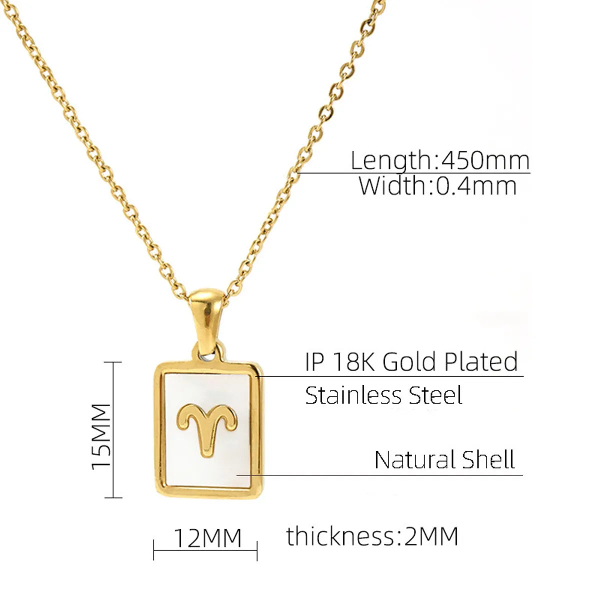 Simple Style Constellation Stainless Steel Plating Inlay Shell 18k Gold Plated Pendant Necklace