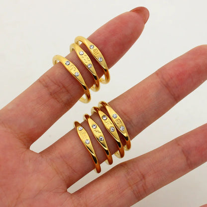 Wholesale Jewelry Simple Style Constellation 304 Stainless Steel Rhinestones 18K Gold Plated Plating Inlay Rings