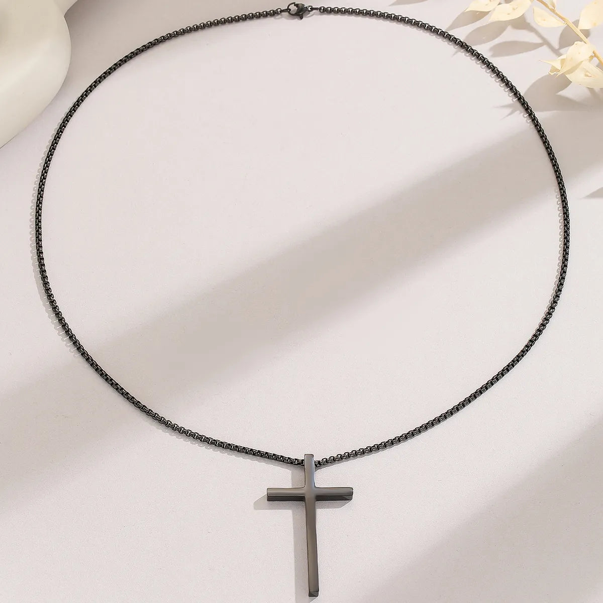 Simple Style Cool Style Cross Stainless Steel Men'S Pendant Necklace