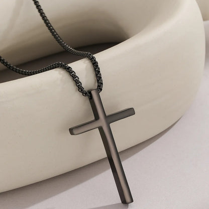 Simple Style Cool Style Cross Stainless Steel Men'S Pendant Necklace