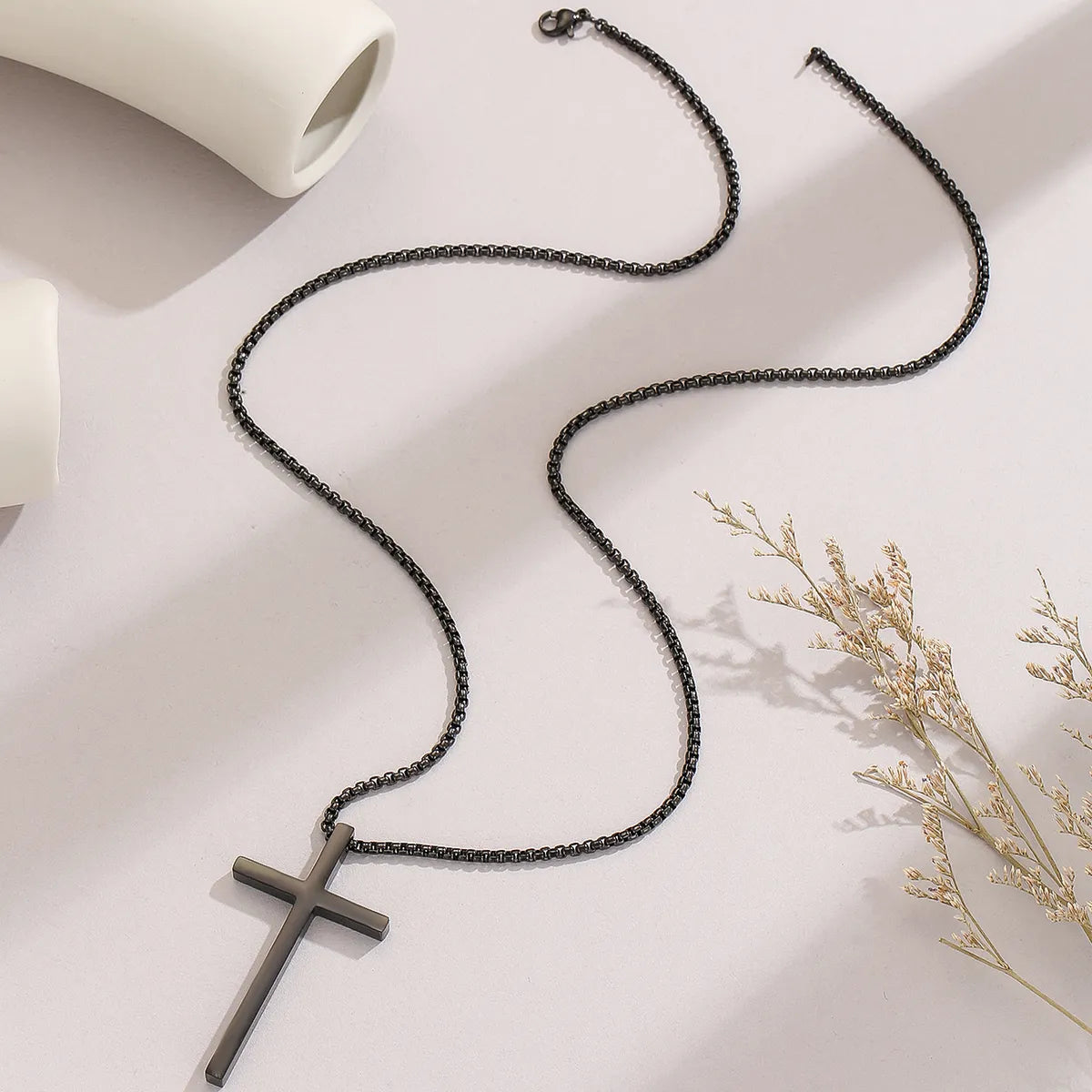 Simple Style Cool Style Cross Stainless Steel Men'S Pendant Necklace