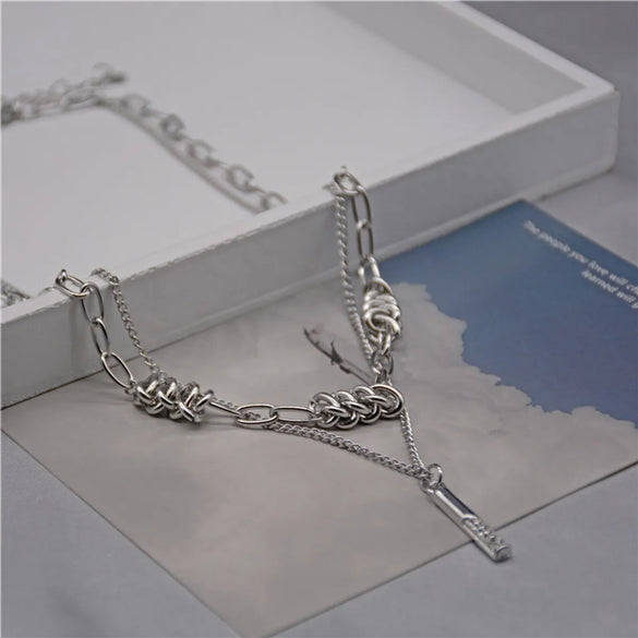 Simple Style Cool Style Geometric Alloy Titanium Steel Plating Unisex Layered Necklaces
