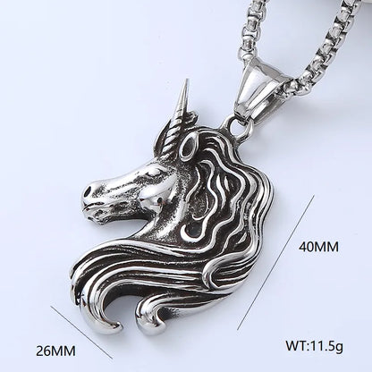 Simple Style Cool Style Snake Horse Dragon 304 Stainless Steel No Inlaid Men'S Pendant Necklace