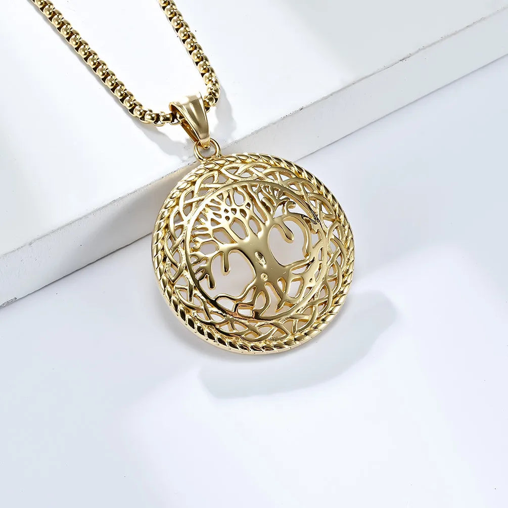 Simple Style Crack 304 Stainless Steel Rhinestones 18K Gold Plated Unisex Pendant Necklace