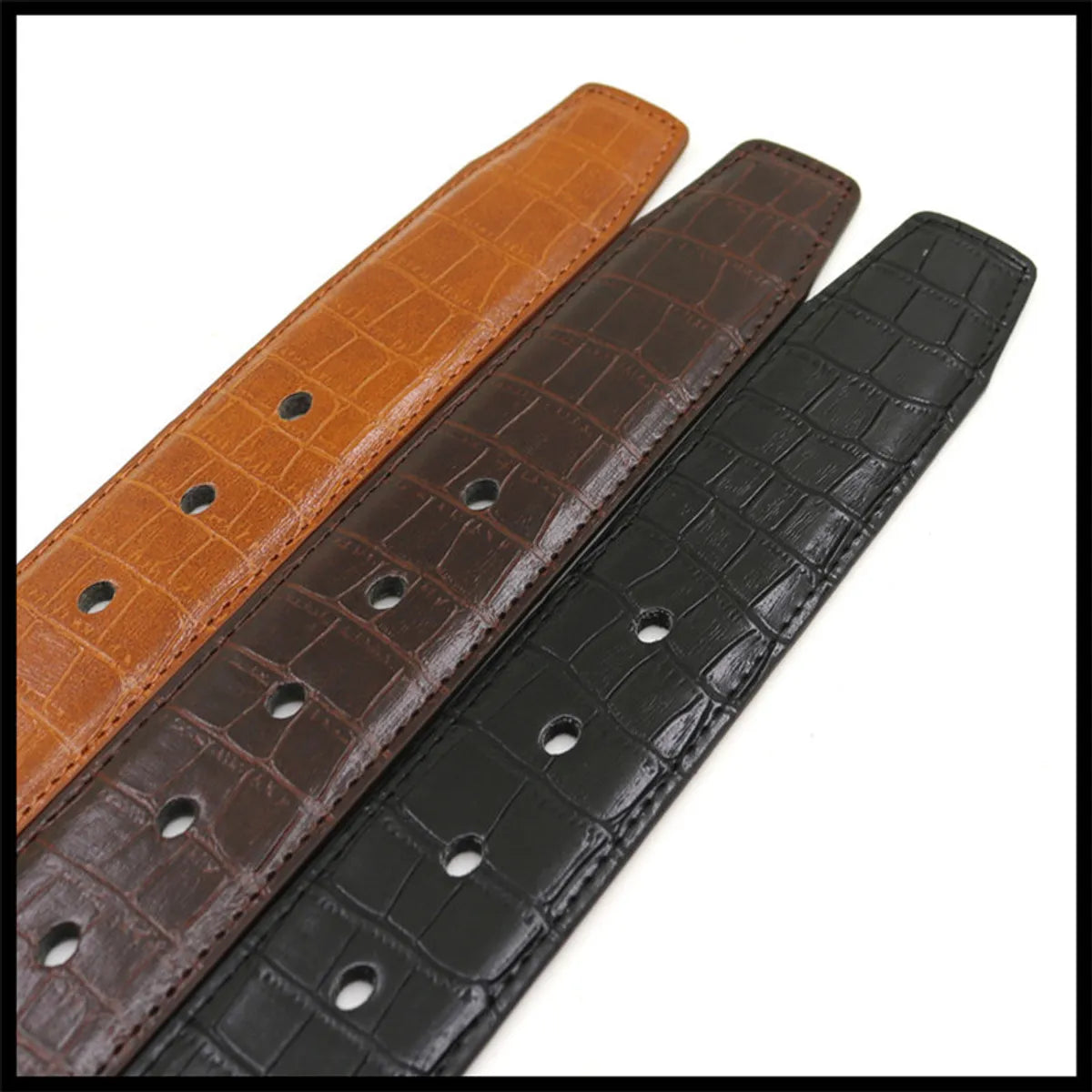 Simple Style Crocodile Pu Leather Alloy Unisex Leather Belts