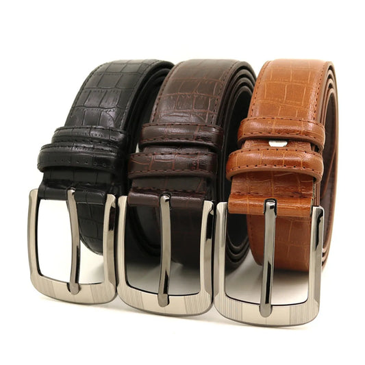 Simple Style Crocodile Pu Leather Alloy Unisex Leather Belts