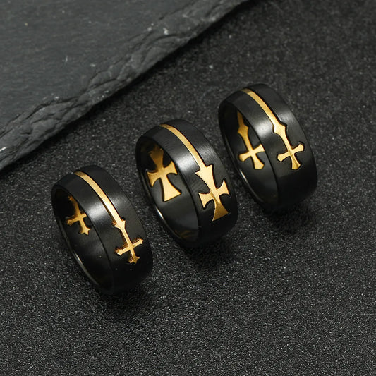 Simple Style Cross 201 Stainless Steel Plating Men'S Rings