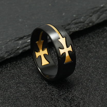 Simple Style Cross 201 Stainless Steel Plating Men'S Rings