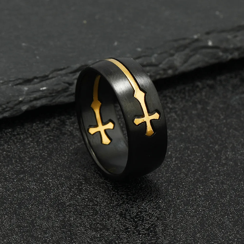 Simple Style Cross 201 Stainless Steel Plating Men'S Rings