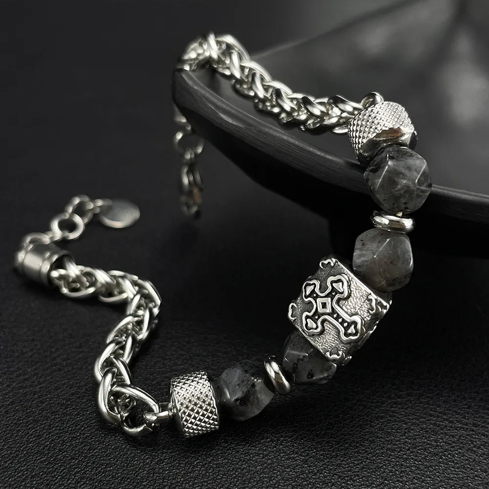 Simple Style Cross 304 Stainless Steel Patchwork Men'S Bracelets