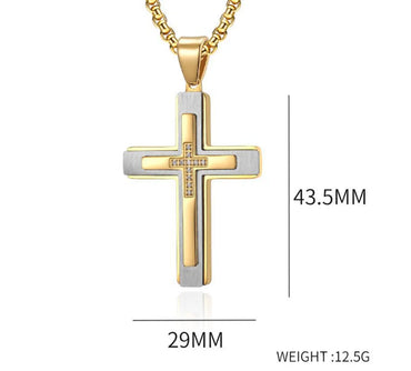 Simple Style Cross 304 Stainless Steel Plating Inlay Zircon Men'S Pendant Necklace