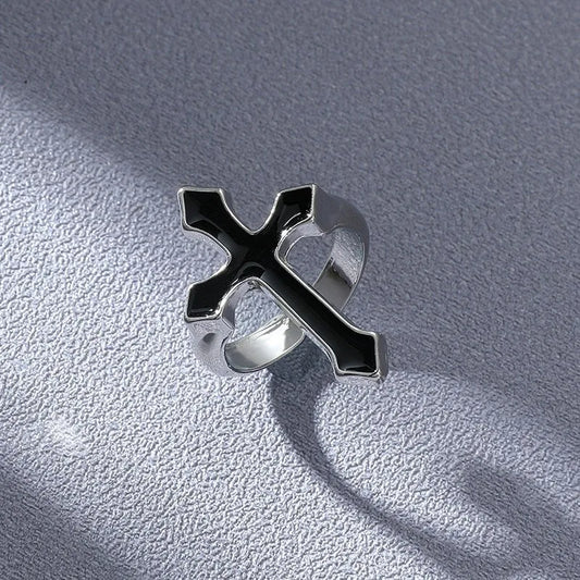 Simple Style Cross Alloy Enamel Unisex Open Rings