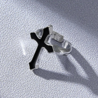 Simple Style Cross Alloy Enamel Unisex Open Rings