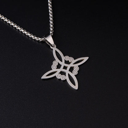 Simple Style Cross Witches Knot Alloy Hollow Out Unisex Pendant Necklace