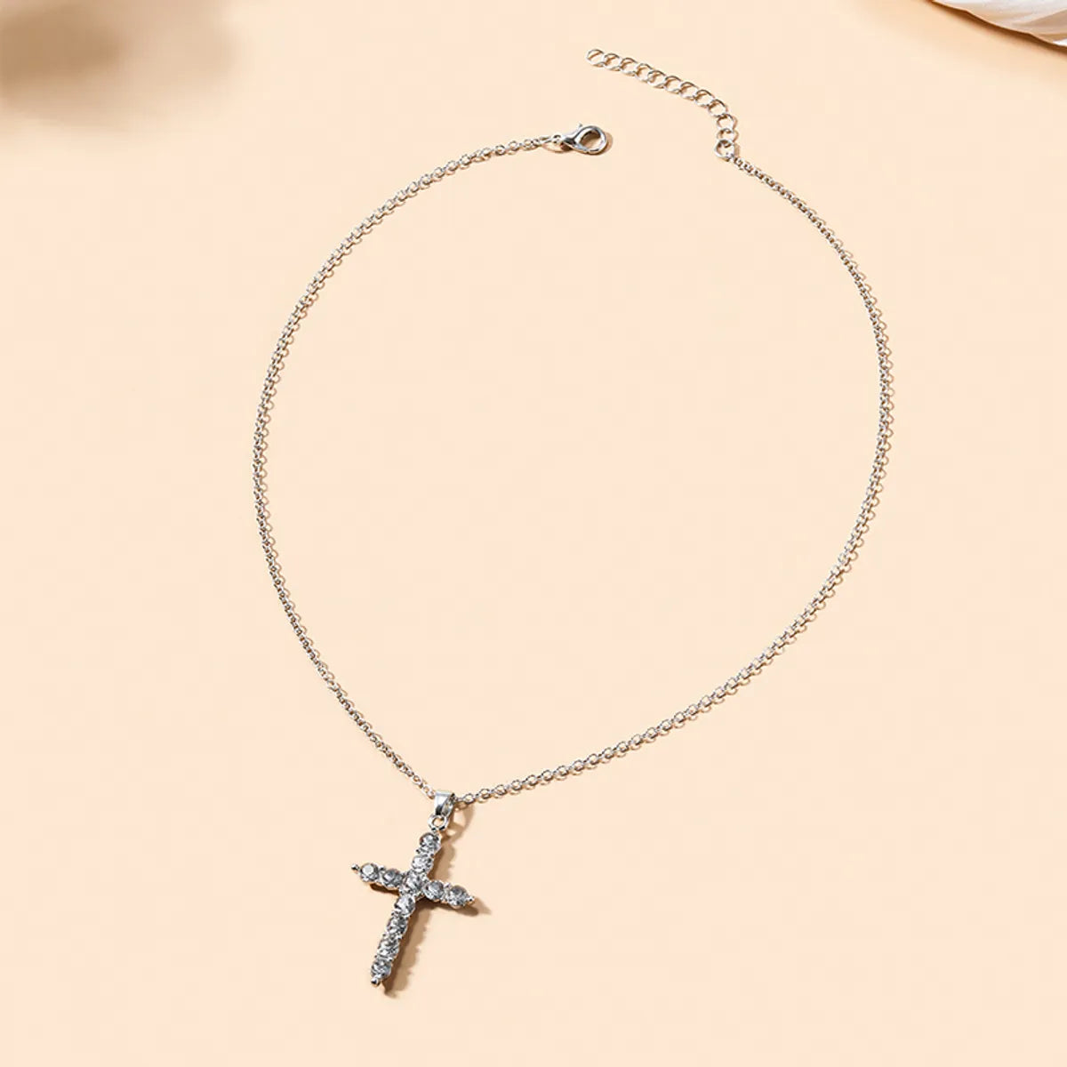 Simple Style Cross Alloy Inlay Artificial Gemstones Women's Pendant Necklace