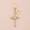 Simple Style Cross Alloy Inlay Rhinestones Women'S Keychain