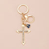 Simple Style Cross Alloy Inlay Rhinestones Women'S Keychain