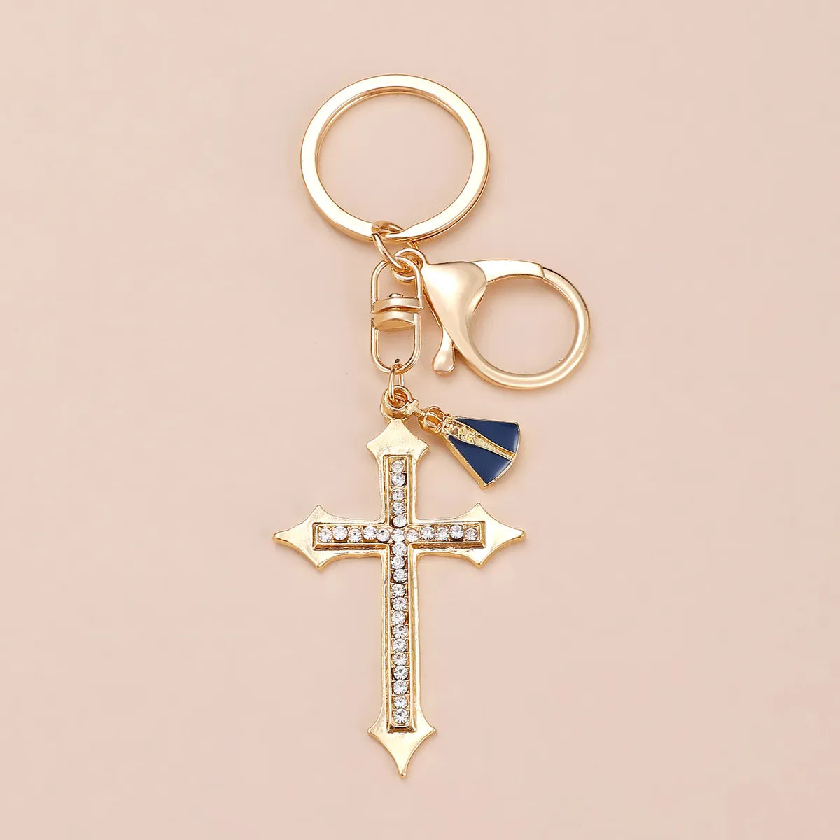 Simple Style Cross Alloy Inlay Rhinestones Women'S Keychain