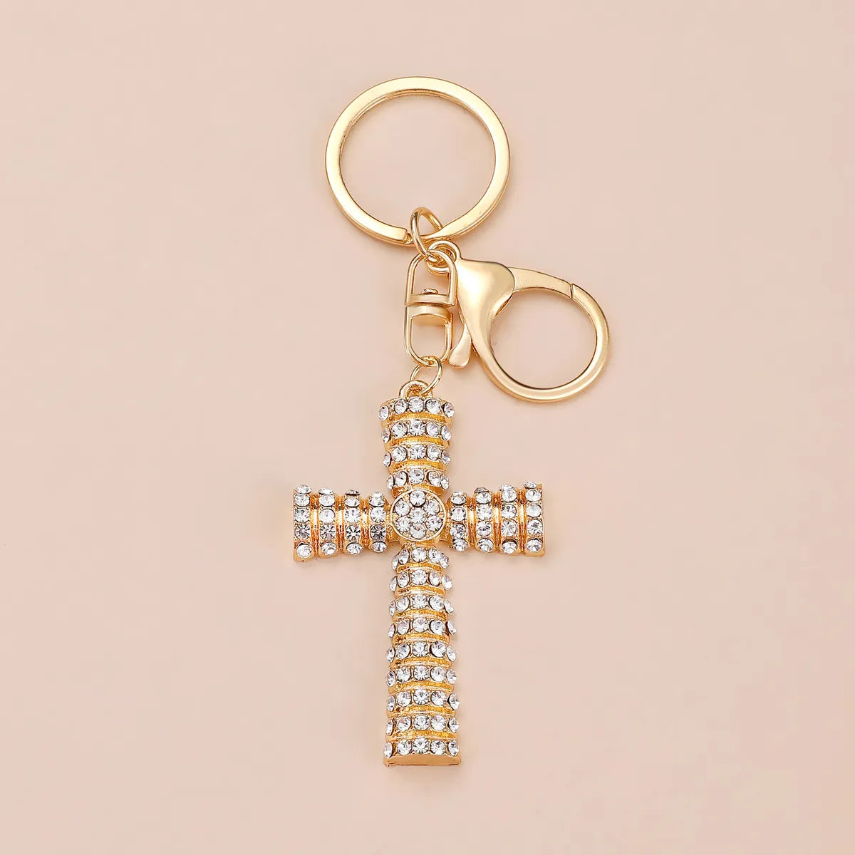 Simple Style Cross Alloy Inlay Rhinestones Women'S Keychain