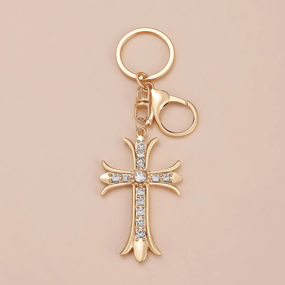 Simple Style Cross Alloy Inlay Rhinestones Women'S Keychain