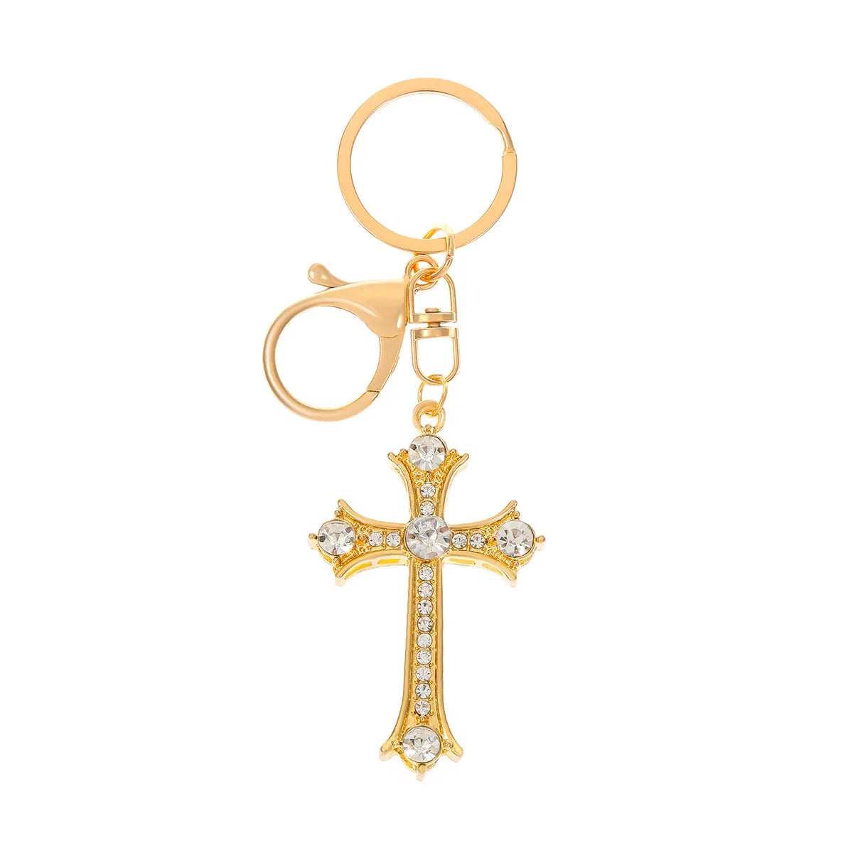 Simple Style Cross Alloy Inlay Rhinestones Women'S Keychain