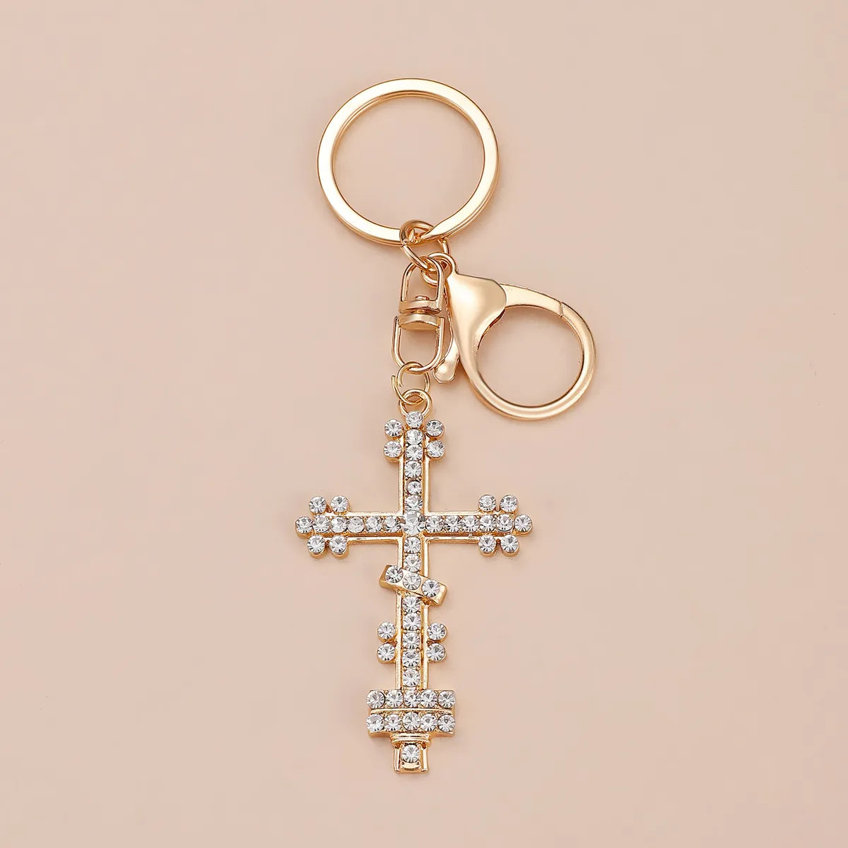 Simple Style Cross Alloy Inlay Rhinestones Women'S Keychain