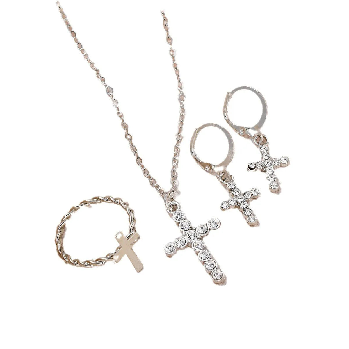 Simple Style Cross Alloy Plating Inlay Rhinestones Women'S Jewelry Set