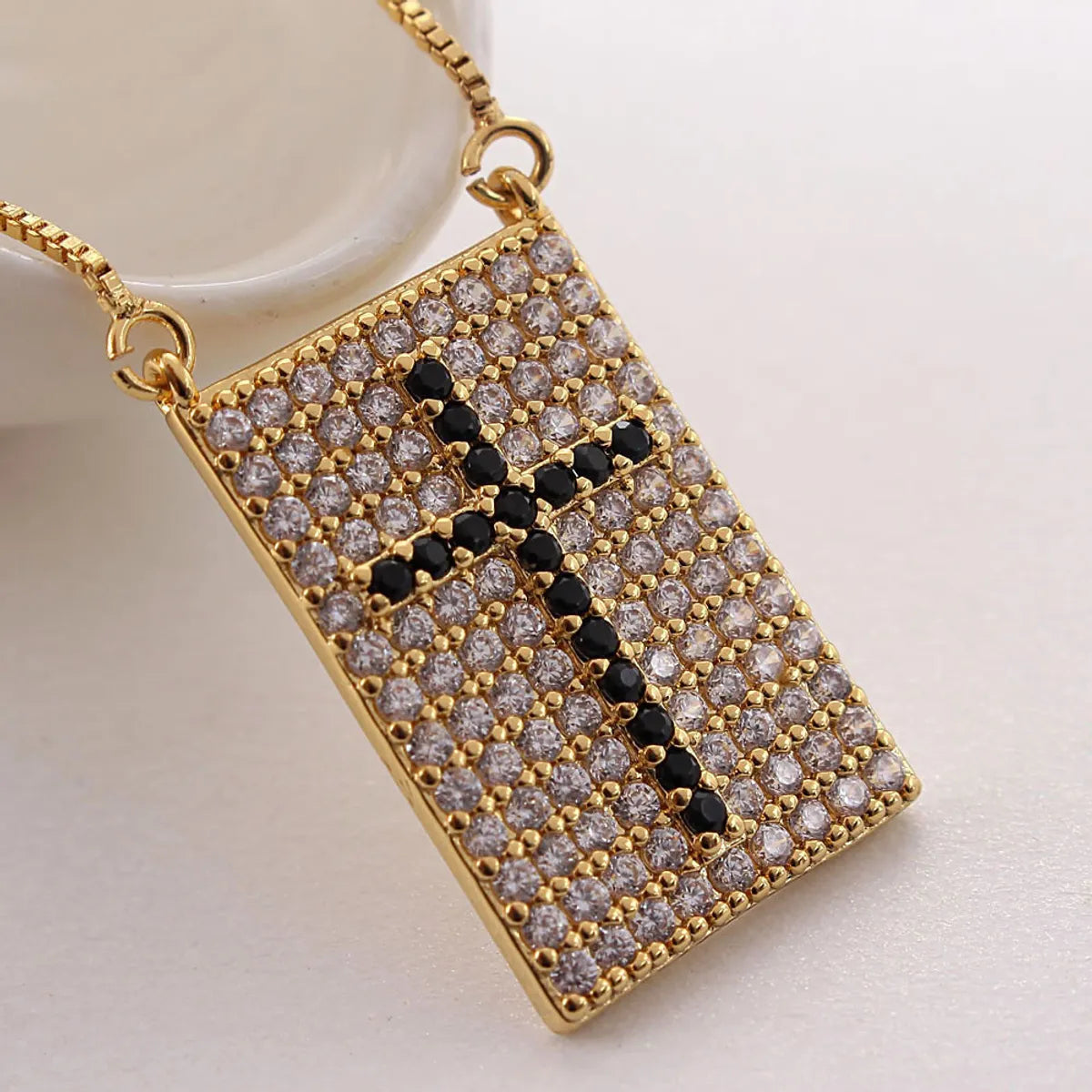 Copper Gold Plated Simple Style Plating Inlay Cross Zircon Necklace