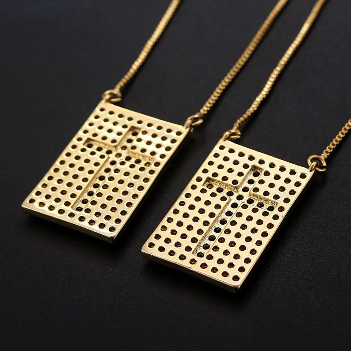 Copper Gold Plated Simple Style Plating Inlay Cross Zircon Necklace