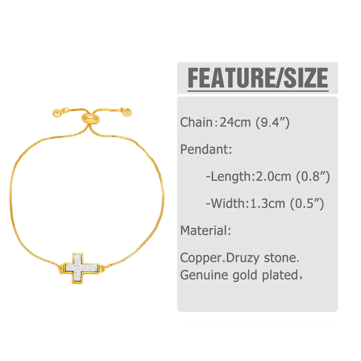 Simple Style Cross Copper Plating 18k Gold Plated Bracelets