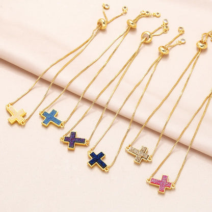 Simple Style Cross Copper Plating 18k Gold Plated Bracelets