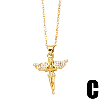 Simple Style Cross Copper Plating Inlay Zircon 18k Gold Plated Necklace