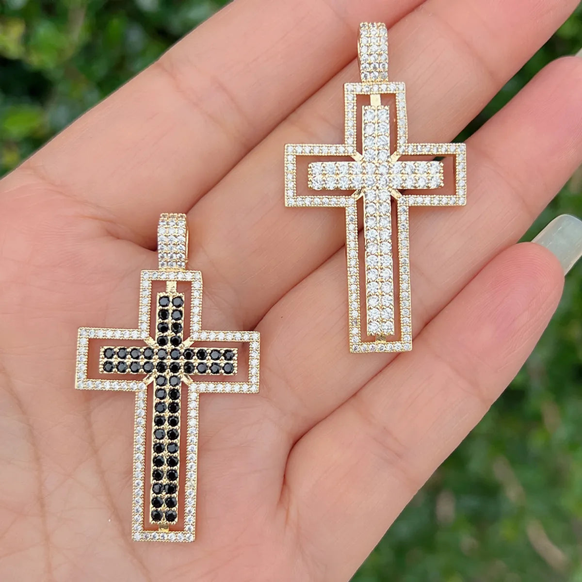 Simple Style Cross Copper Plating Inlay Zircon 18k Gold Plated Pendant Necklace