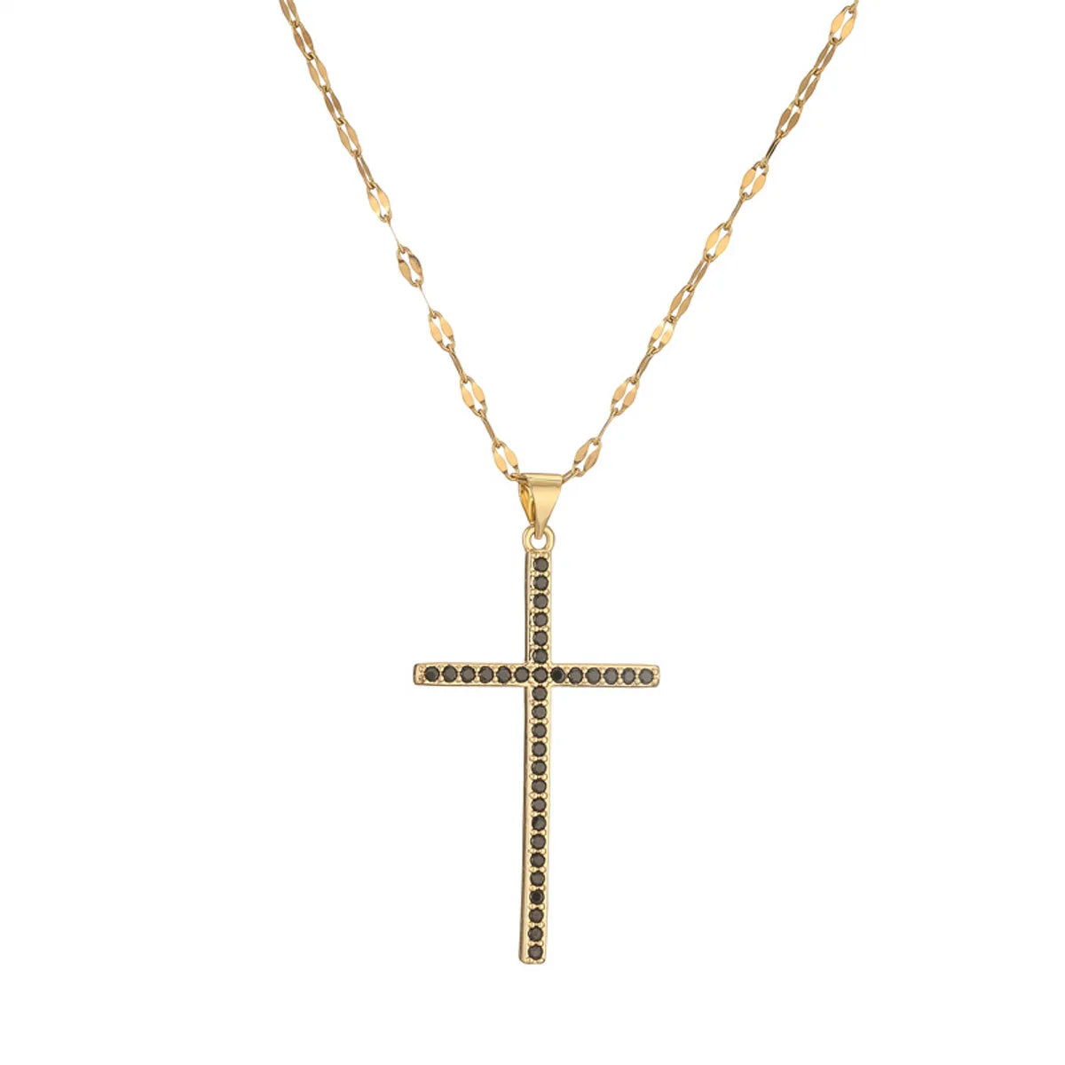 Simple Style Cross Copper Plating Inlay Zircon Gold Plated Pendant Necklace