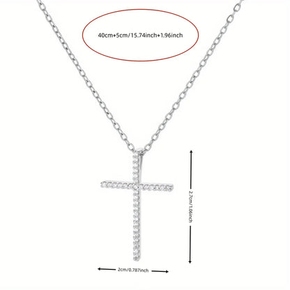 Simple Style Cross Copper Gold Plated Zircon Pendant Necklace In Bulk