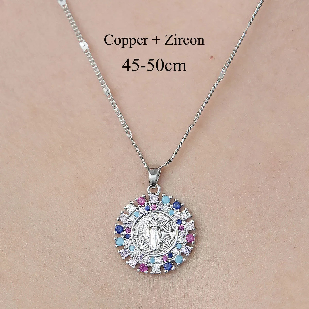 Simple Style Cross Devil'S Eye Lock Copper Plating Inlay Zircon Pendant Necklace