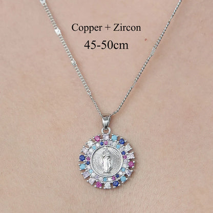 Simple Style Cross Devil'S Eye Lock Copper Plating Inlay Zircon Pendant Necklace