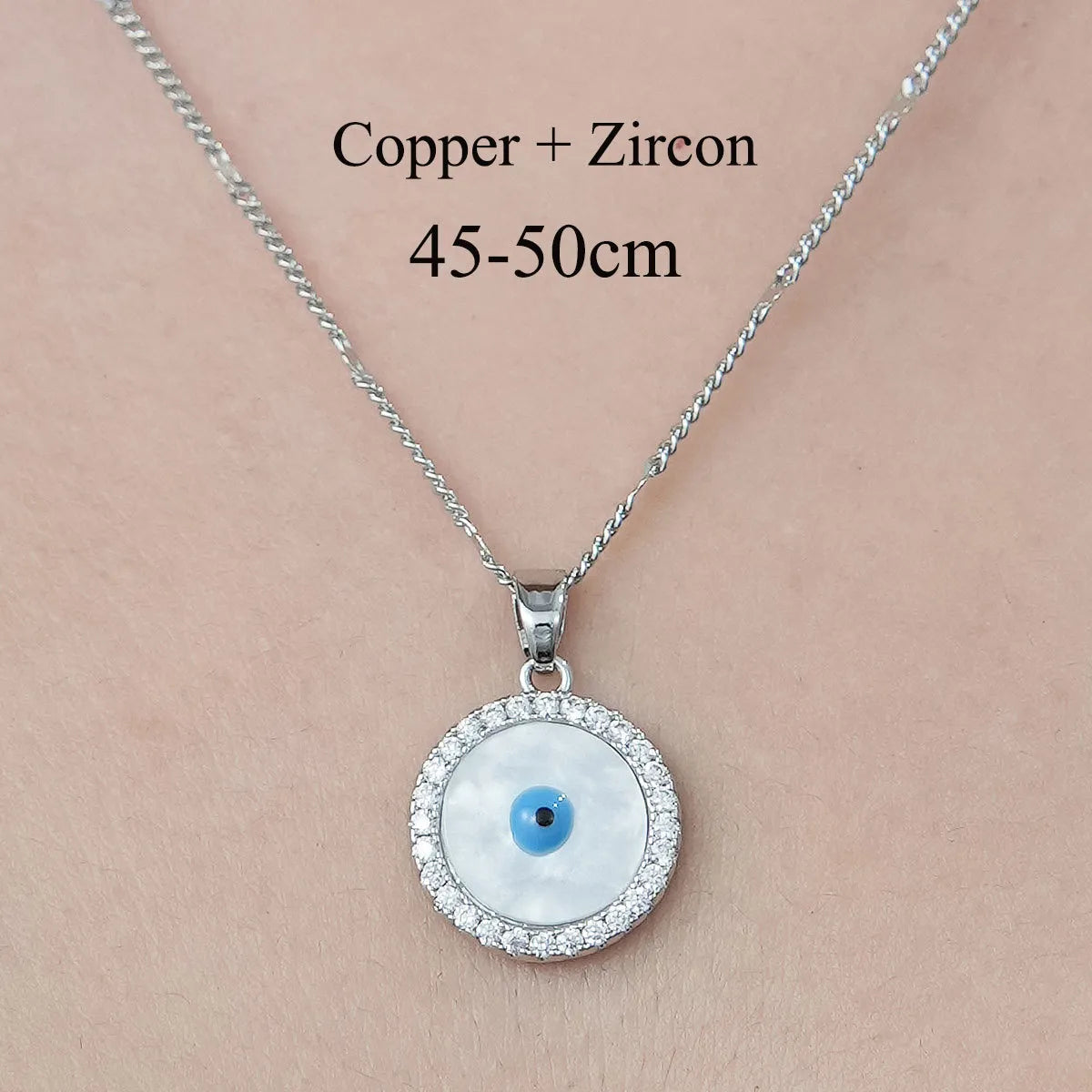 Simple Style Cross Devil'S Eye Lock Copper Plating Inlay Zircon Pendant Necklace