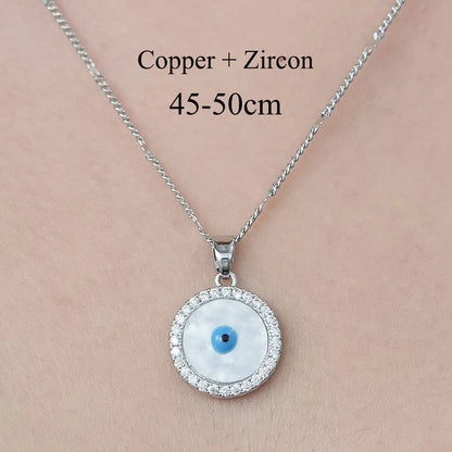 Simple Style Cross Devil'S Eye Lock Copper Plating Inlay Zircon Pendant Necklace