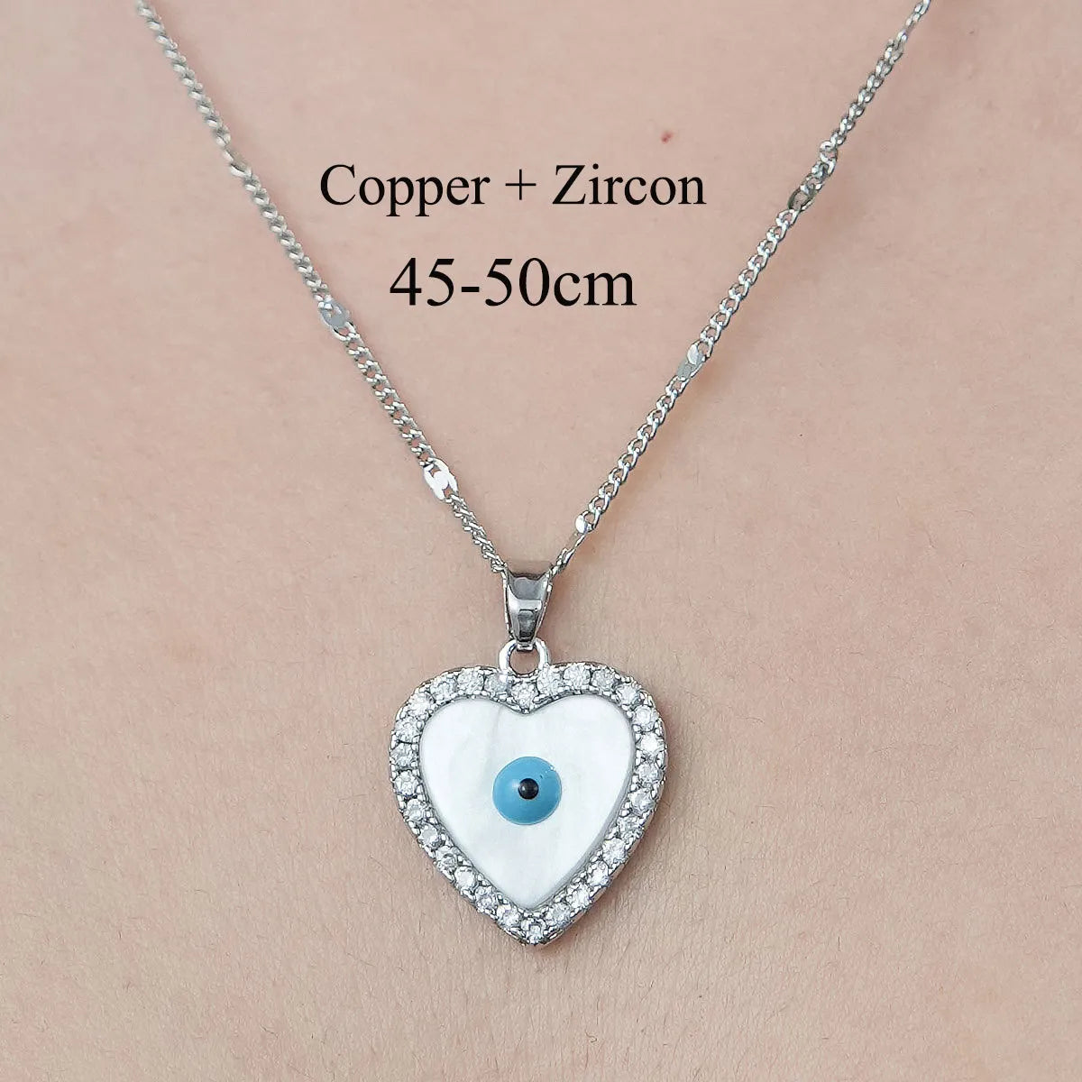 Simple Style Cross Devil'S Eye Lock Copper Plating Inlay Zircon Pendant Necklace