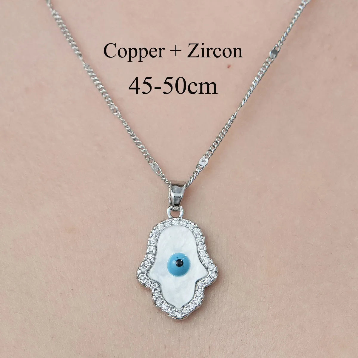 Simple Style Cross Devil'S Eye Lock Copper Plating Inlay Zircon Pendant Necklace