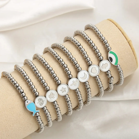 Simple Style Cross Eye Fish 304 Stainless Steel Wholesale Bracelets