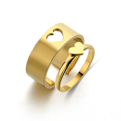 Stainless Steel Titanium Steel Gold Plated Simple Style Plating Hollow Out Cross Heart Shape Butterfly Rings