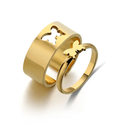 Stainless Steel Titanium Steel Gold Plated Simple Style Plating Hollow Out Cross Heart Shape Butterfly Rings