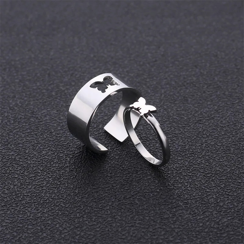 Stainless Steel Titanium Steel Gold Plated Simple Style Plating Hollow Out Cross Heart Shape Butterfly Rings