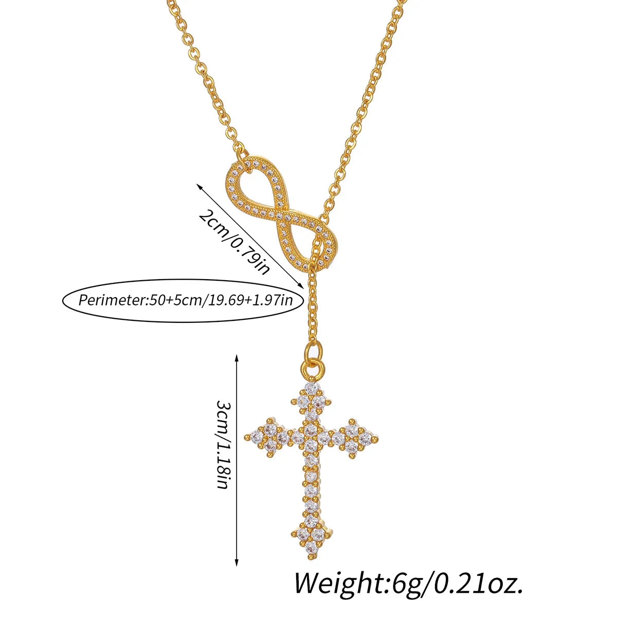 Simple Style Cross Heart Shape Copper Plating Inlay Zircon 18k Gold Plated Pendant Necklace